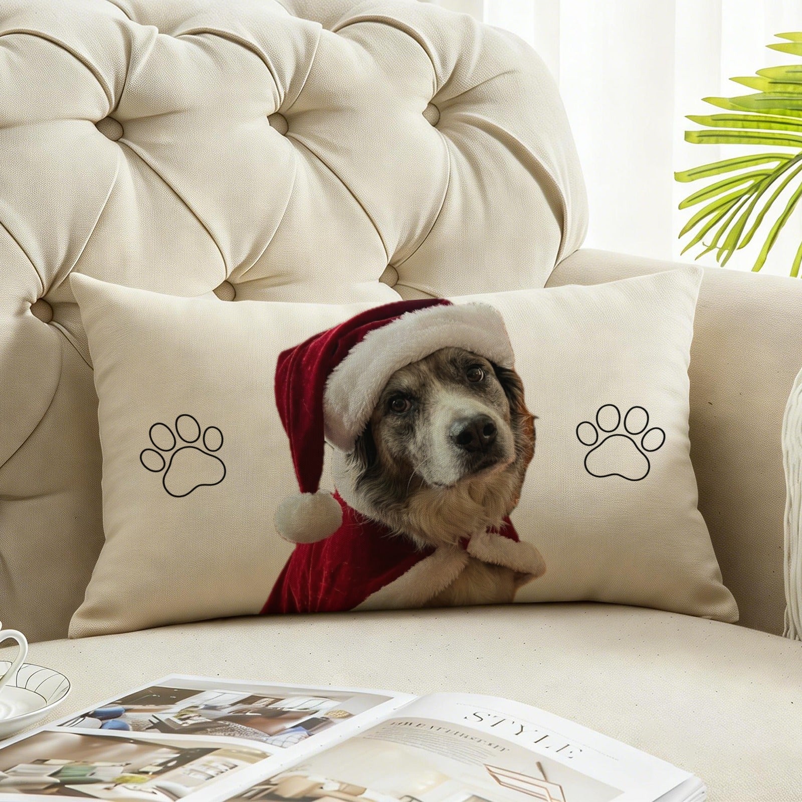 Custom Pets Prints Linen Pillow Case 20" x 12"