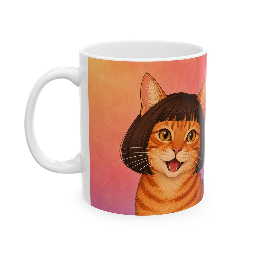 Cat Portrait Mug — Retro Bob Haircut Tabby & Sphynx Ceramic Coffee Cup (11oz/15oz)