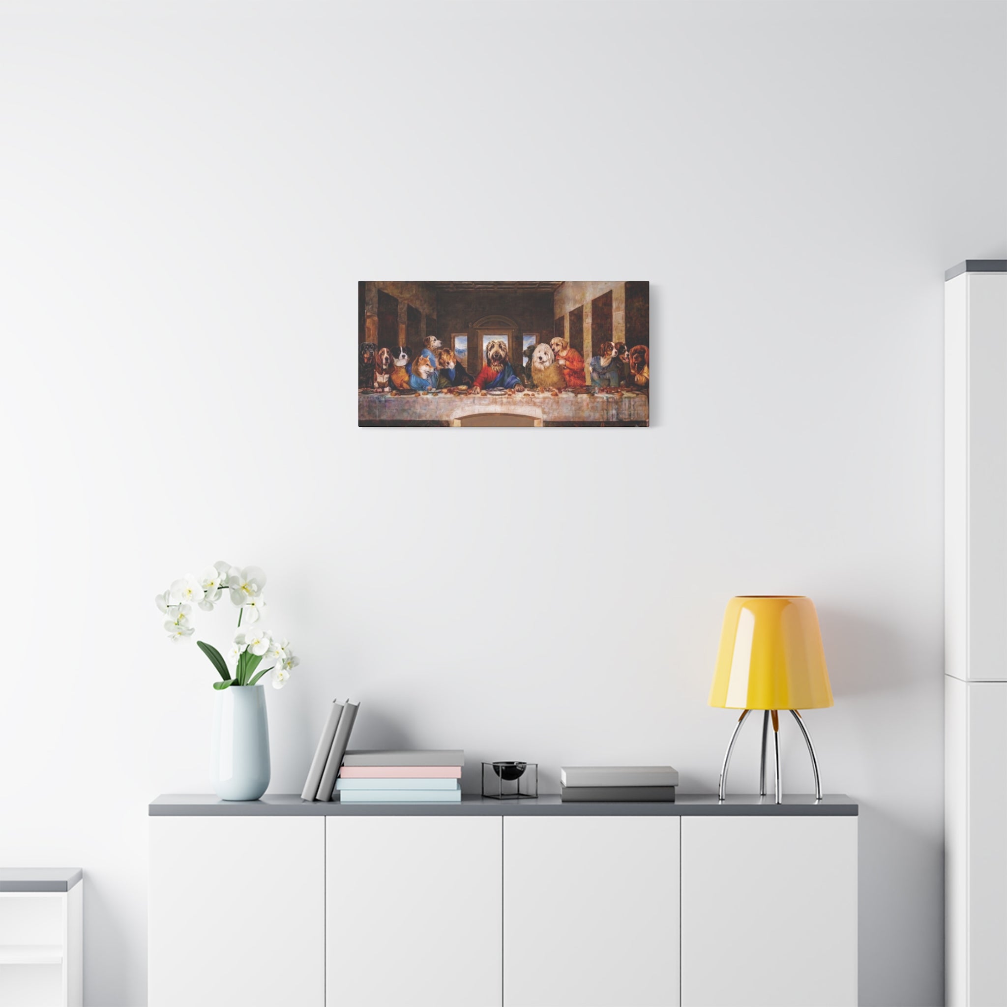 Canvas Wall Art - 'The Last Supper' Dogs Matte Stretched Canvas