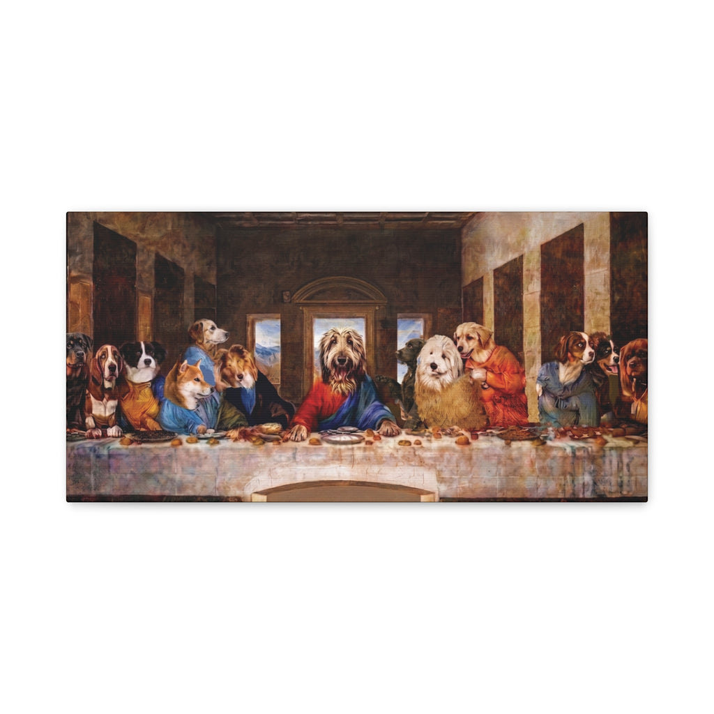 Canvas Wall Art - 'The Last Supper' Dogs Matte Stretched Canvas