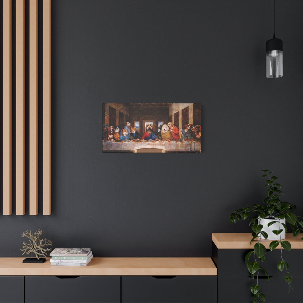 Canvas Wall Art - 'The Last Supper' Dogs Matte Stretched Canvas