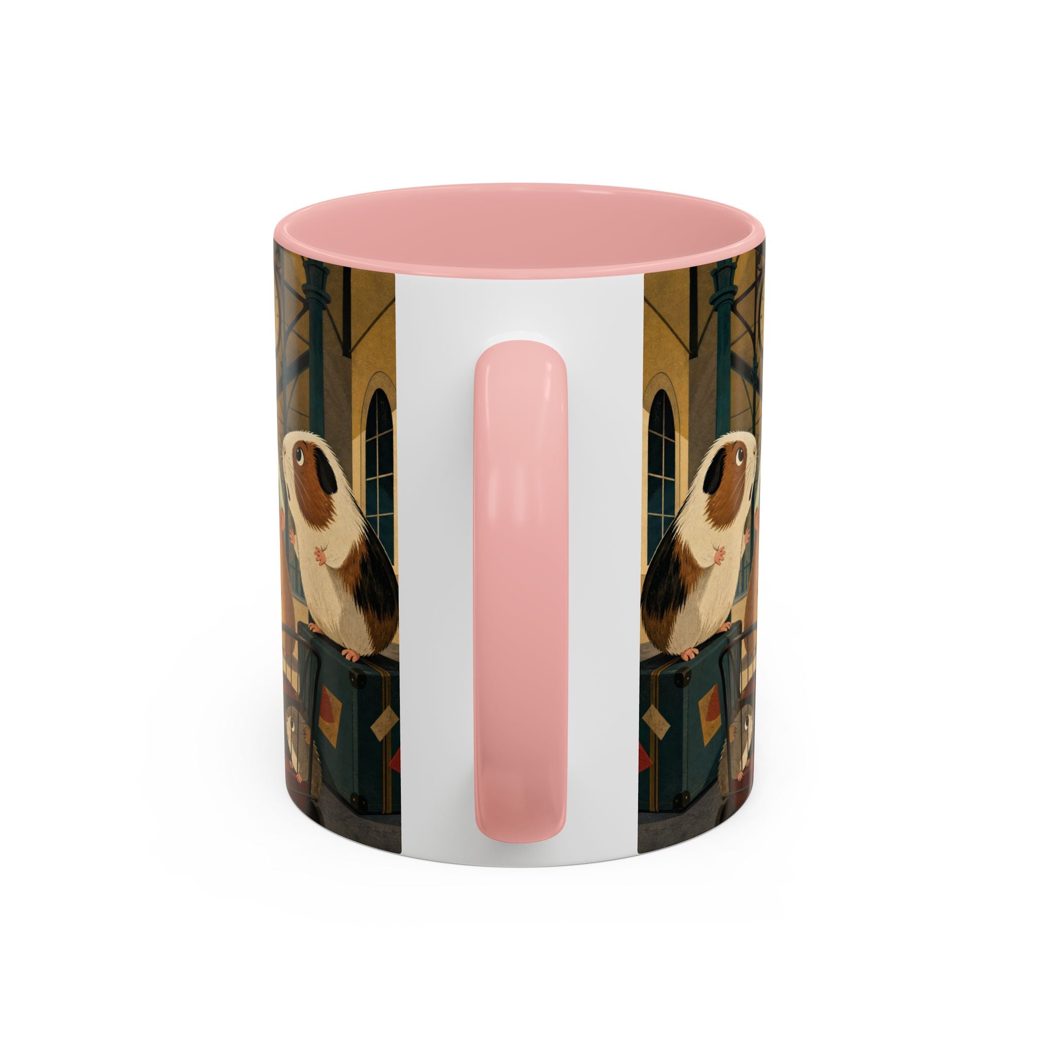 Vintage Train & Guinea Pigs Coffee Mug — Whimsical Station Illustration (11/15oz)
