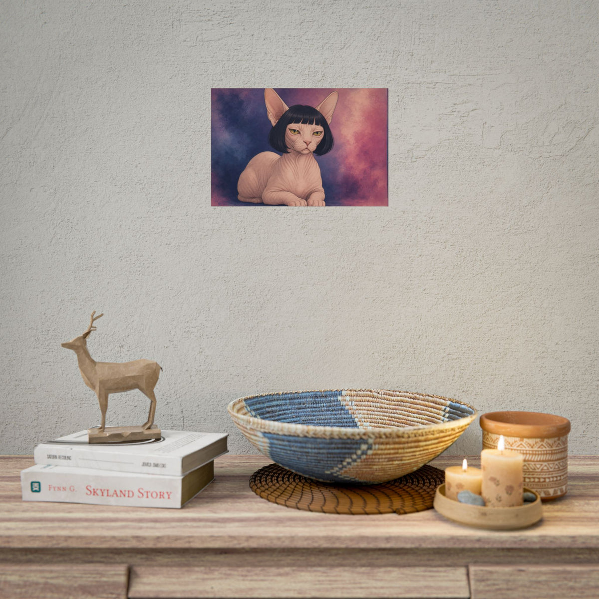 Sphinx Cat Art Poster — Haircut Sphynx Portrait Rolled Poster