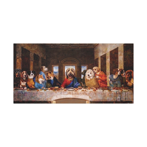 Canvas Wall Art - 'The Last Supper' Dogs Matte Stretched Canvas