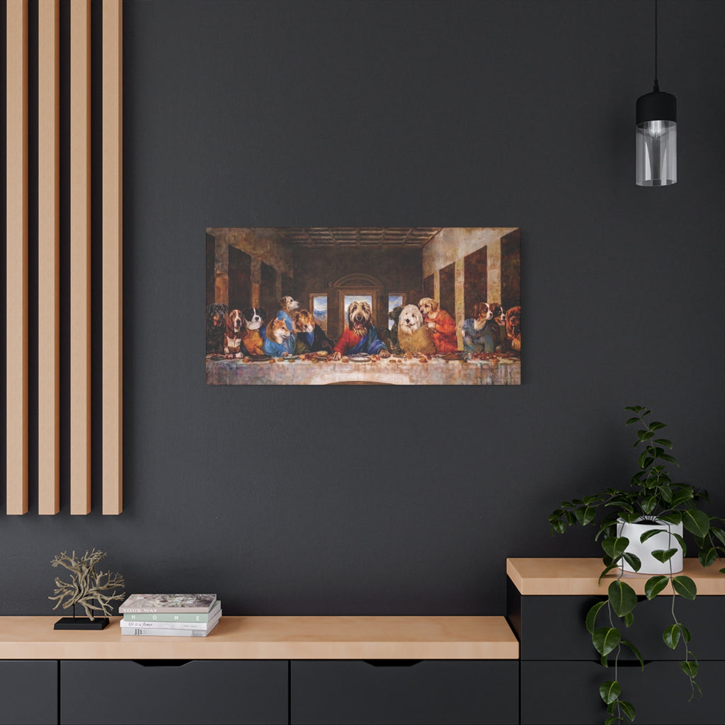 Canvas Wall Art - 'The Last Supper' Dogs Matte Stretched Canvas