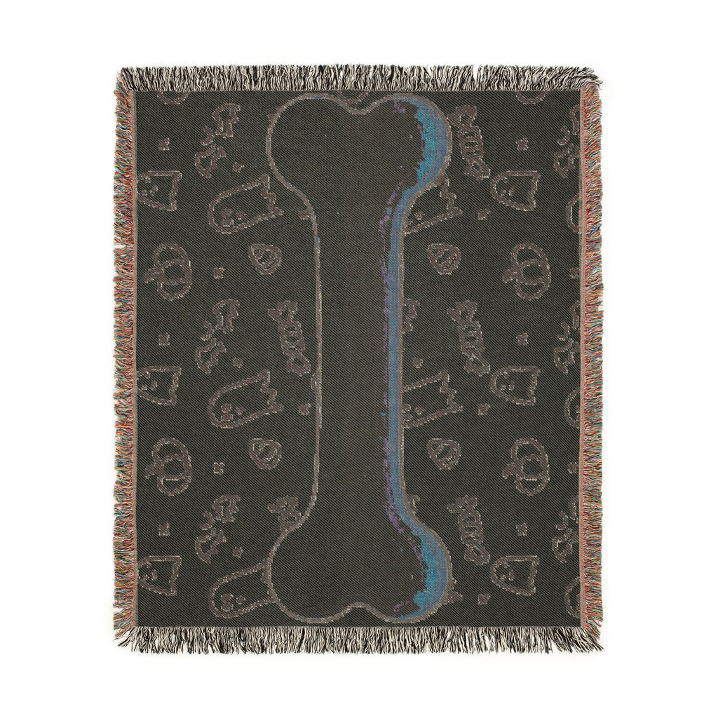 Halloween Dog Bone Woven Blanket — Cozy Throw with Ghosts, Pumpkins & Candy for Pet Lovers