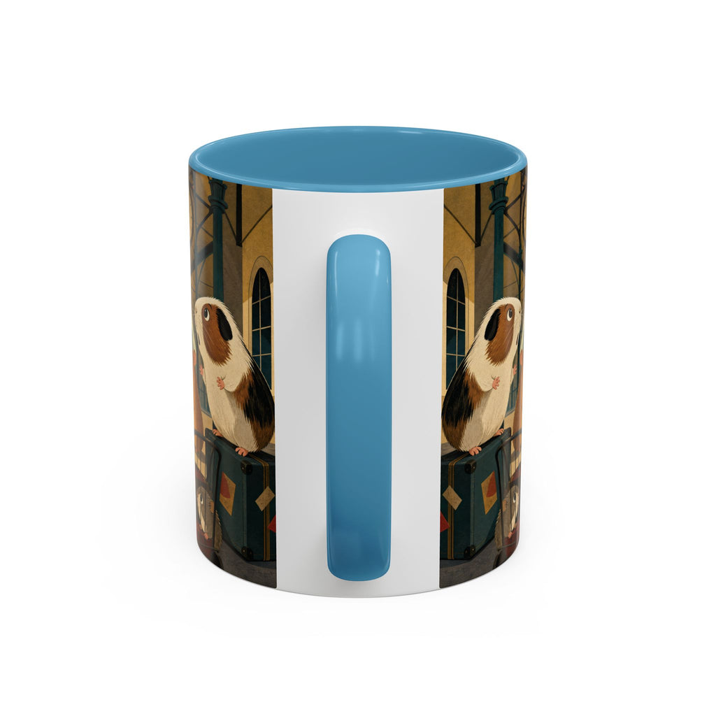 Vintage Train & Guinea Pigs Coffee Mug — Whimsical Station Illustration (11/15oz)
