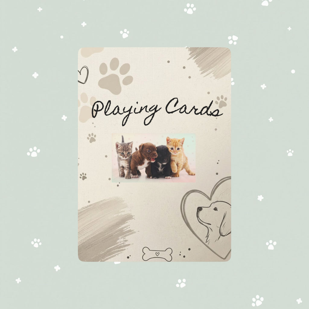 Puppy Kitten Art Playing Cards — Cat Dog Design Deck for Game Nights