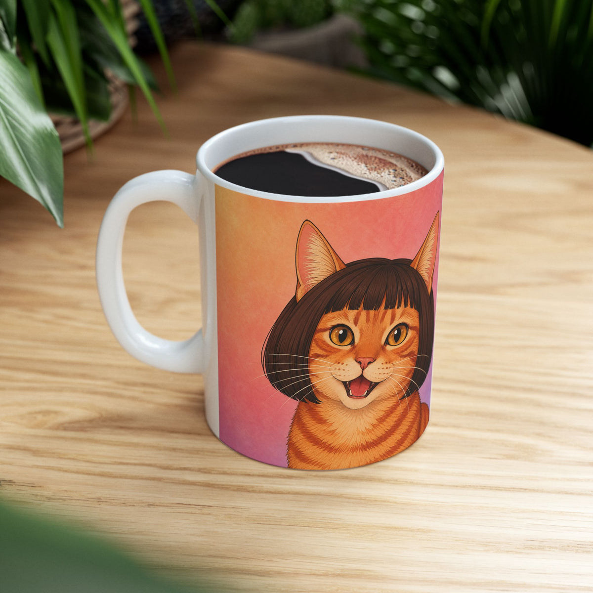 Cat Portrait Mug — Retro Bob Haircut Tabby & Sphynx Ceramic Coffee Cup (11oz/15oz)