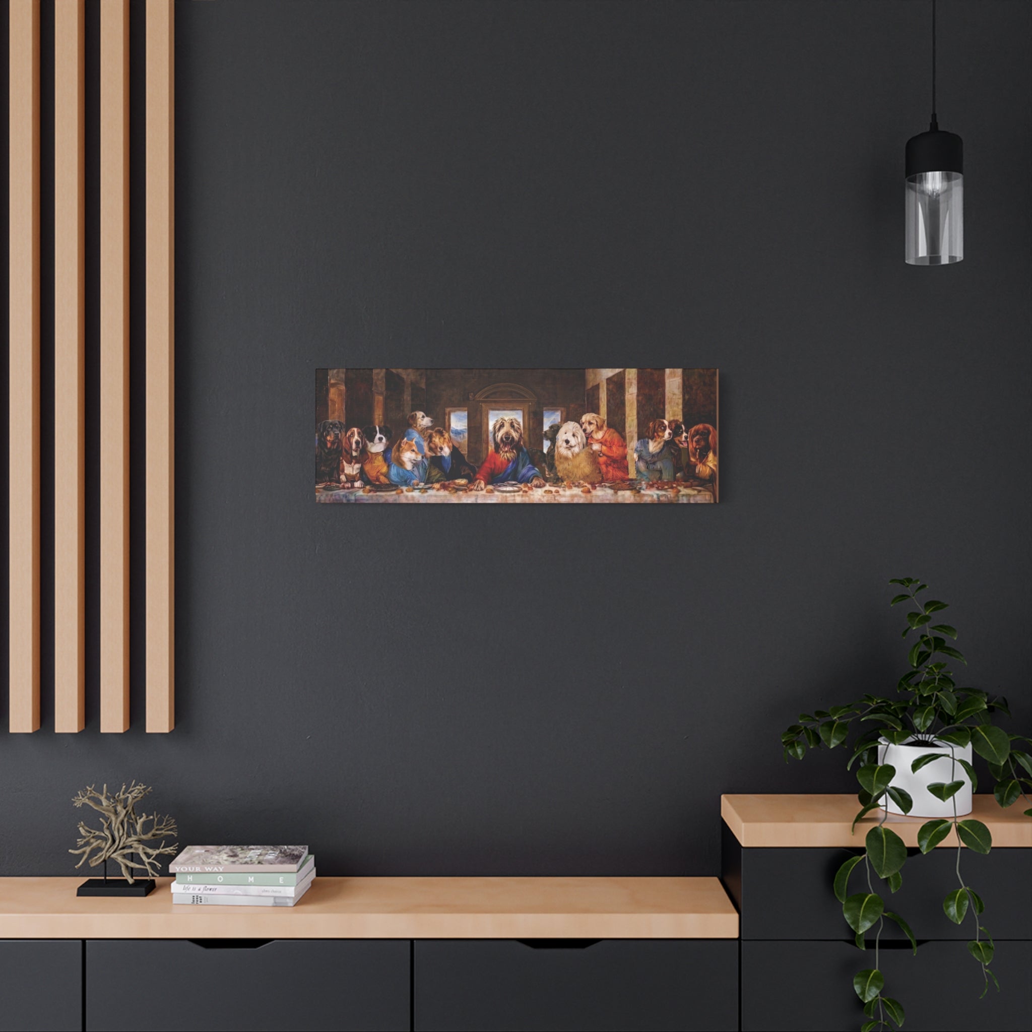 Canvas Wall Art - 'The Last Supper' Dogs Matte Stretched Canvas