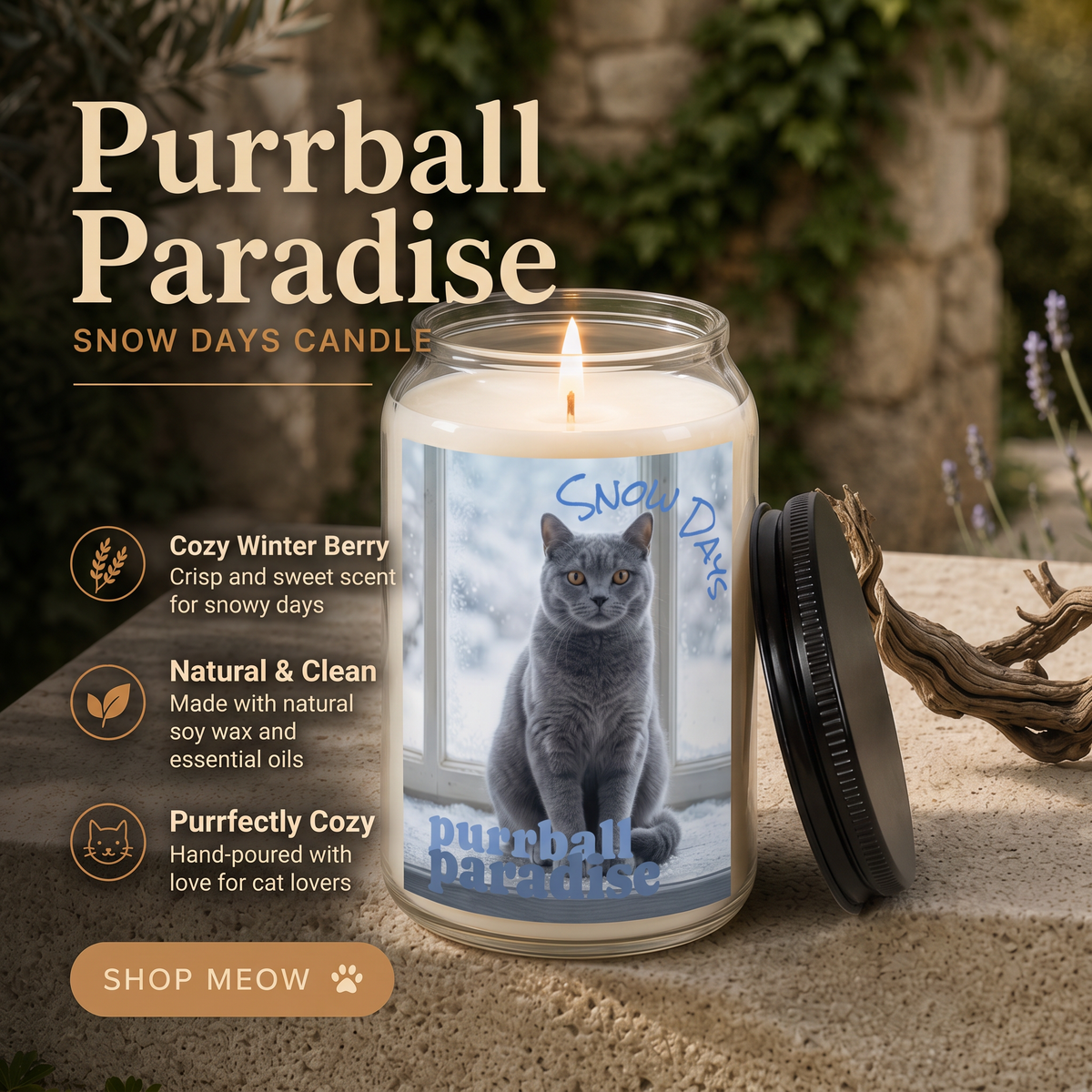 Snow Days Cat Soy Candle — 13.75 oz Scented Candle