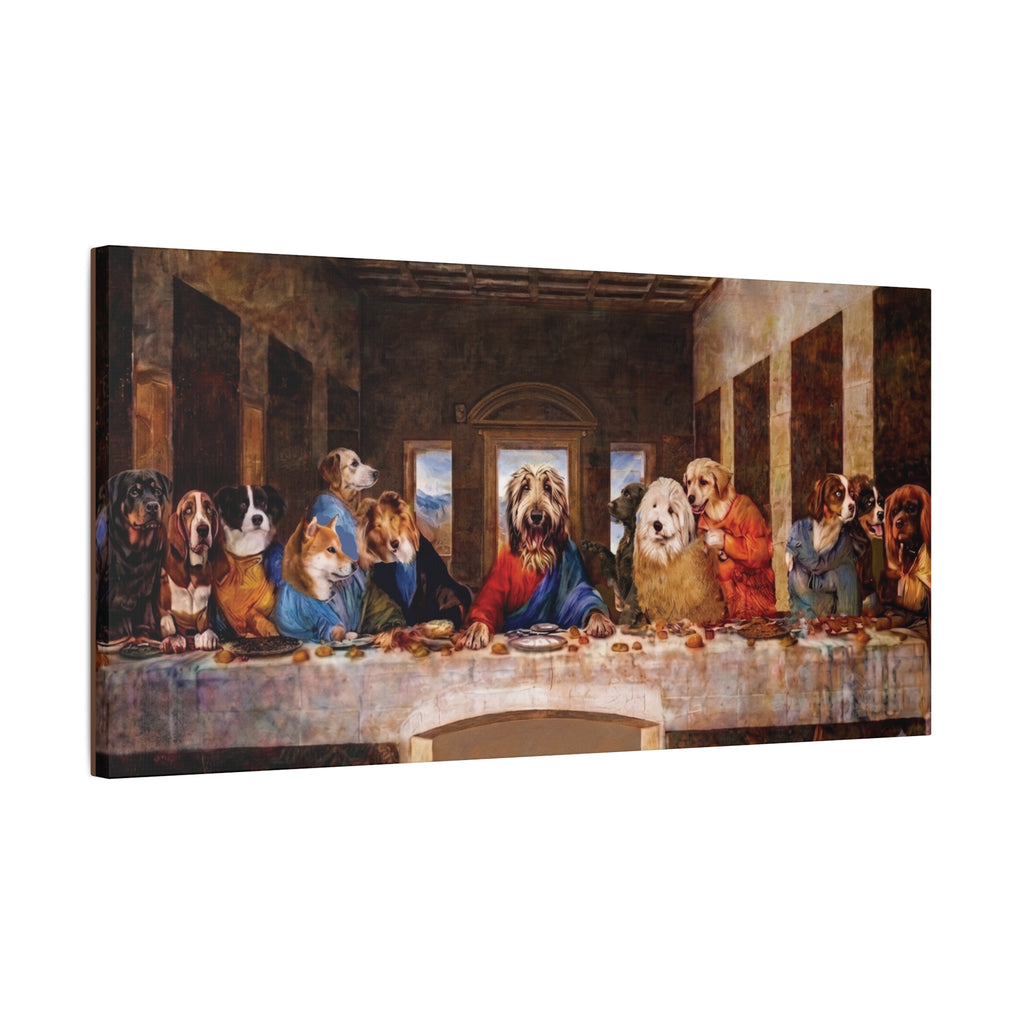 Canvas Wall Art - 'The Last Supper' Dogs Matte Stretched Canvas