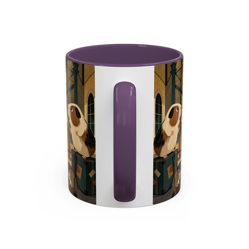 Vintage Train & Guinea Pigs Coffee Mug — Whimsical Station Illustration (11/15oz)