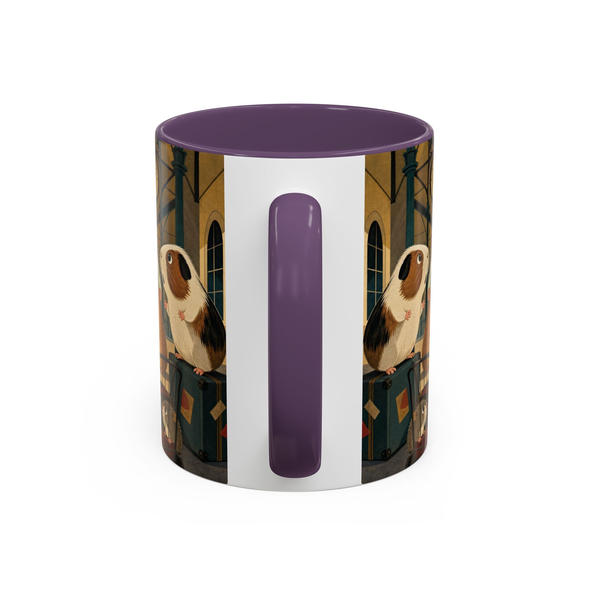 Vintage Train & Guinea Pigs Coffee Mug — Whimsical Station Illustration (11/15oz)