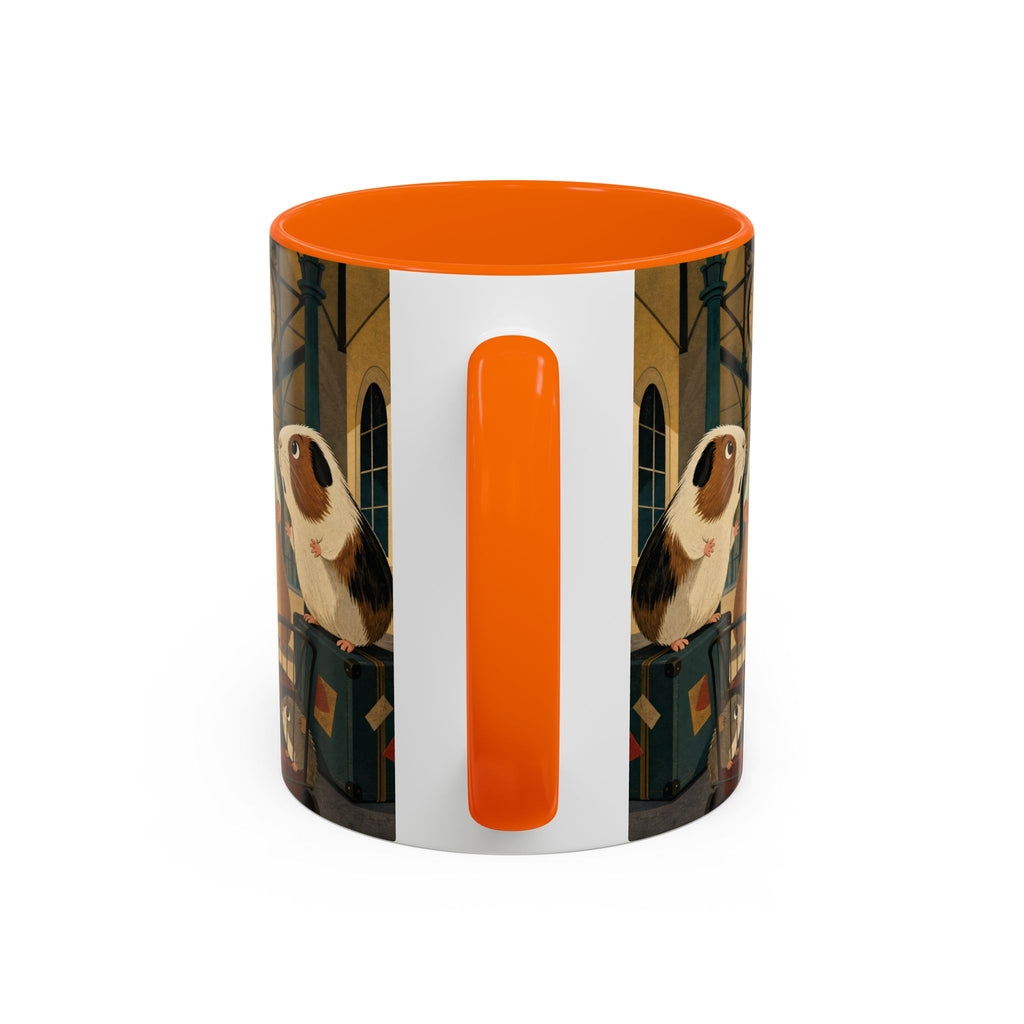 Vintage Train & Guinea Pigs Coffee Mug — Whimsical Station Illustration (11/15oz)