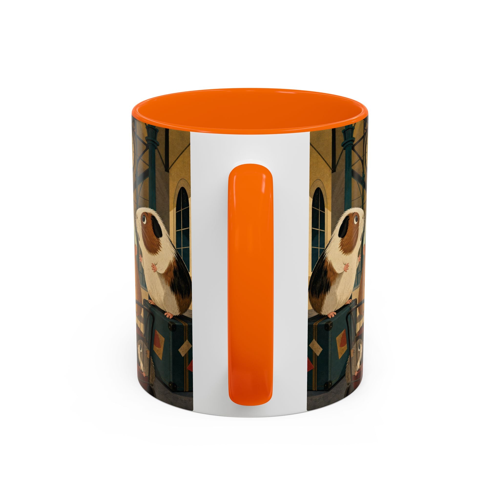 Vintage Train & Guinea Pigs Coffee Mug — Whimsical Station Illustration (11/15oz)