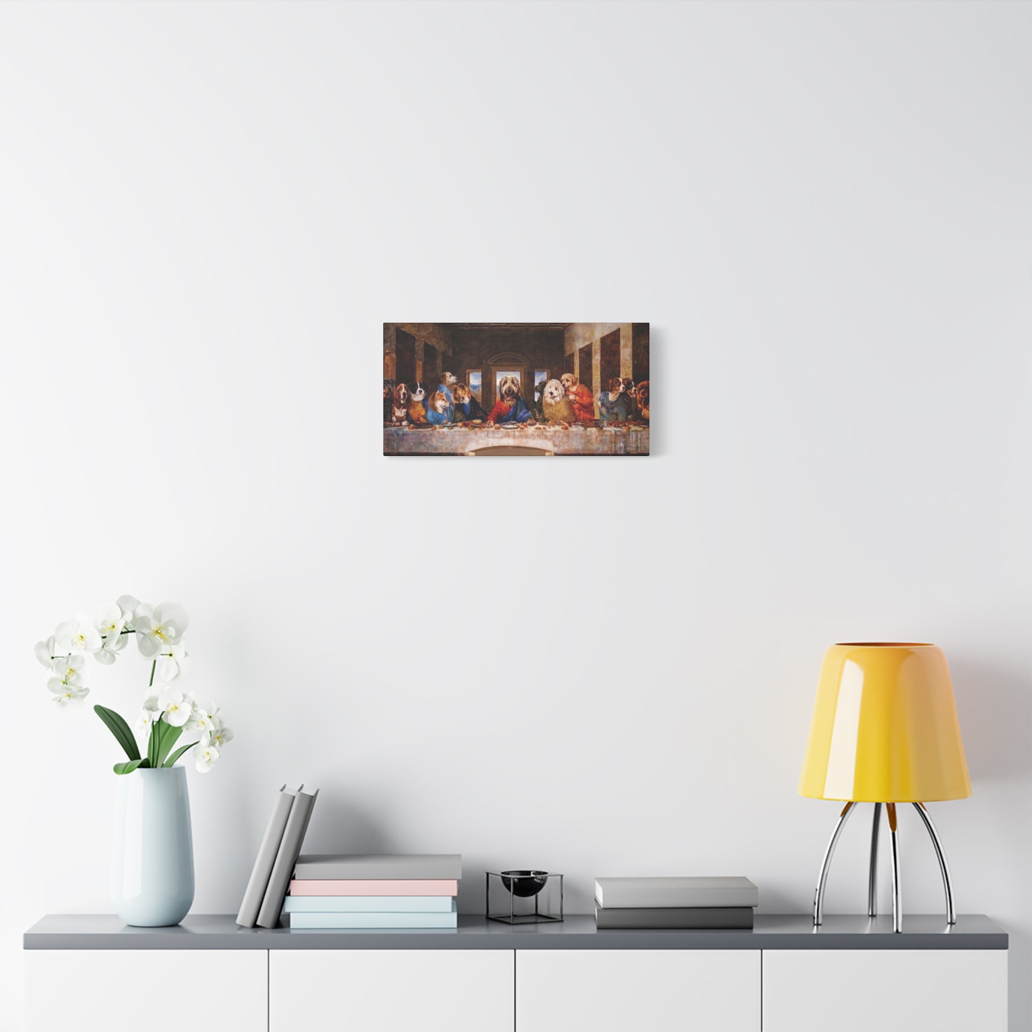 Canvas Wall Art - 'The Last Supper' Dogs Matte Stretched Canvas