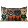 Sports Puppies Kittens Linen Pillow Case 20" x 12"