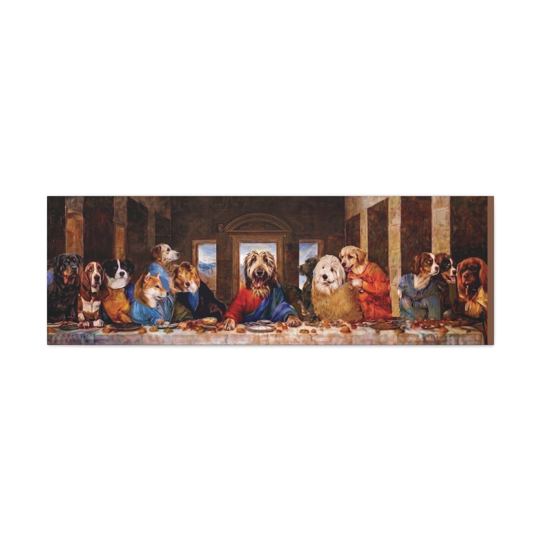 Canvas Wall Art - 'The Last Supper' Dogs Matte Stretched Canvas