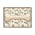Halloween Dog Bone Woven Blanket — Cozy Throw with Ghosts, Pumpkins & Candy for Pet Lovers