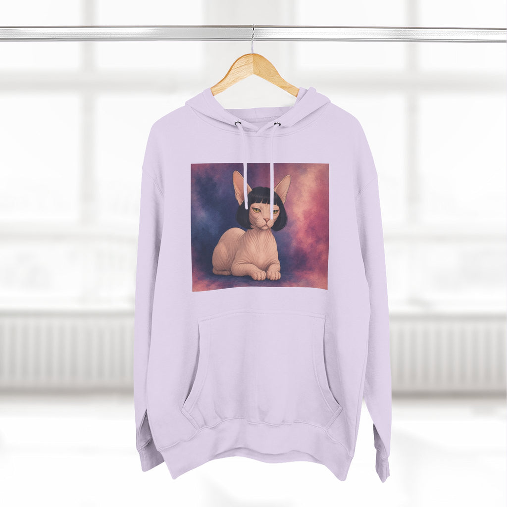 Bob Cat Sphynx Hoodie — Vintage Three-Panel Cat Print Fleece Sweatshirt