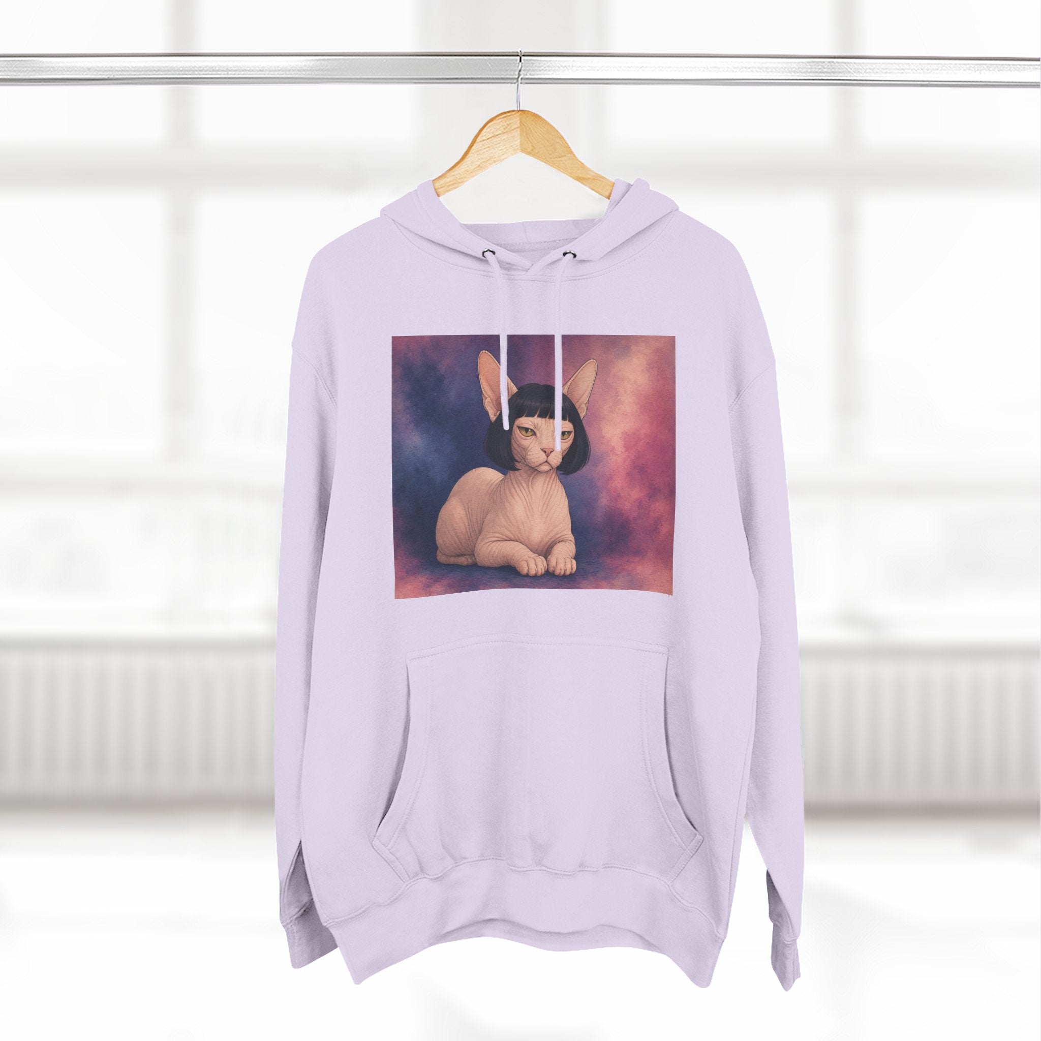 Bob Cat Sphynx Hoodie — Vintage Three-Panel Cat Print Fleece Sweatshirt