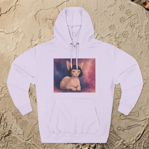 Bob Cat Sphynx Hoodie — Vintage Three-Panel Cat Print Fleece Sweatshirt