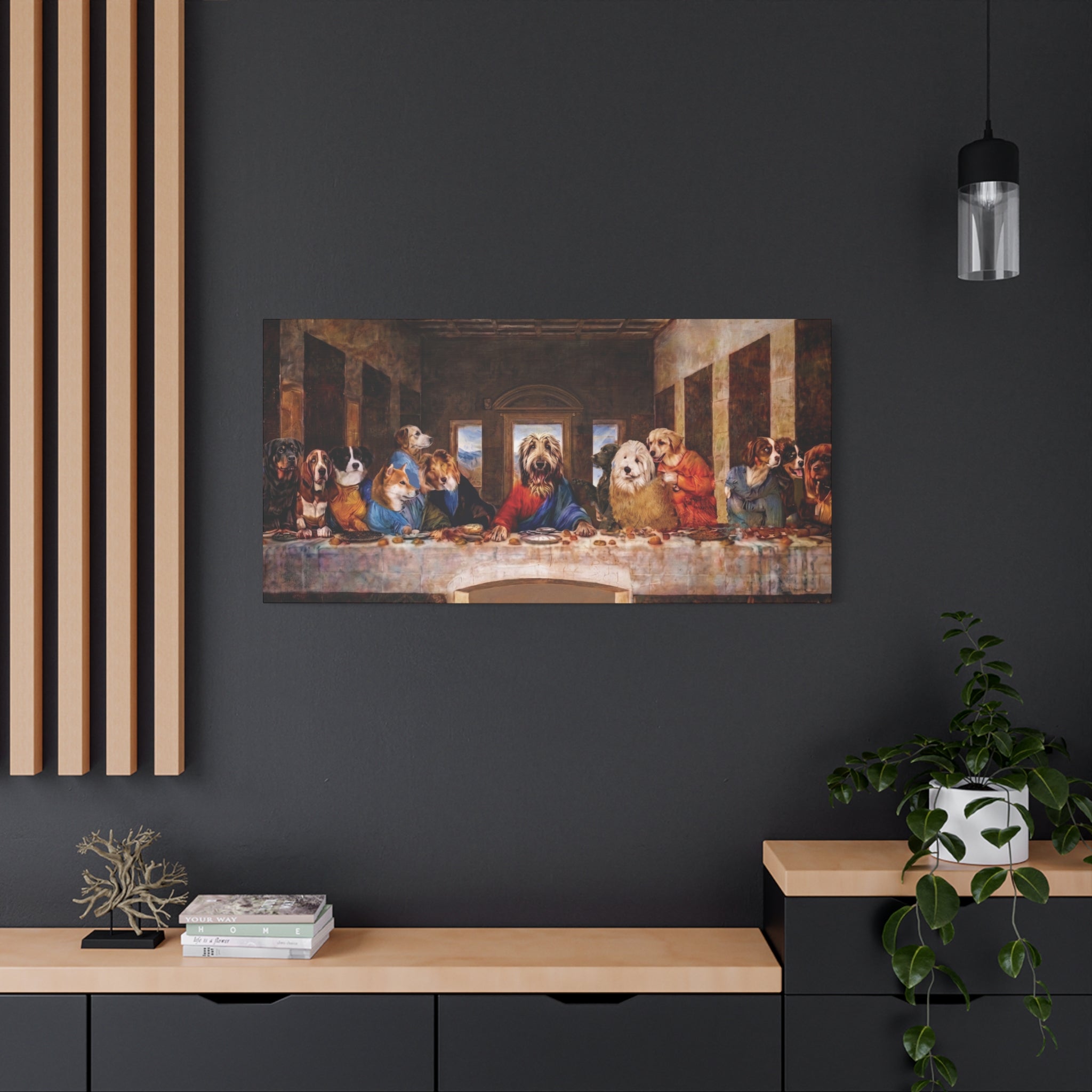 Canvas Wall Art - 'The Last Supper' Dogs Matte Stretched Canvas