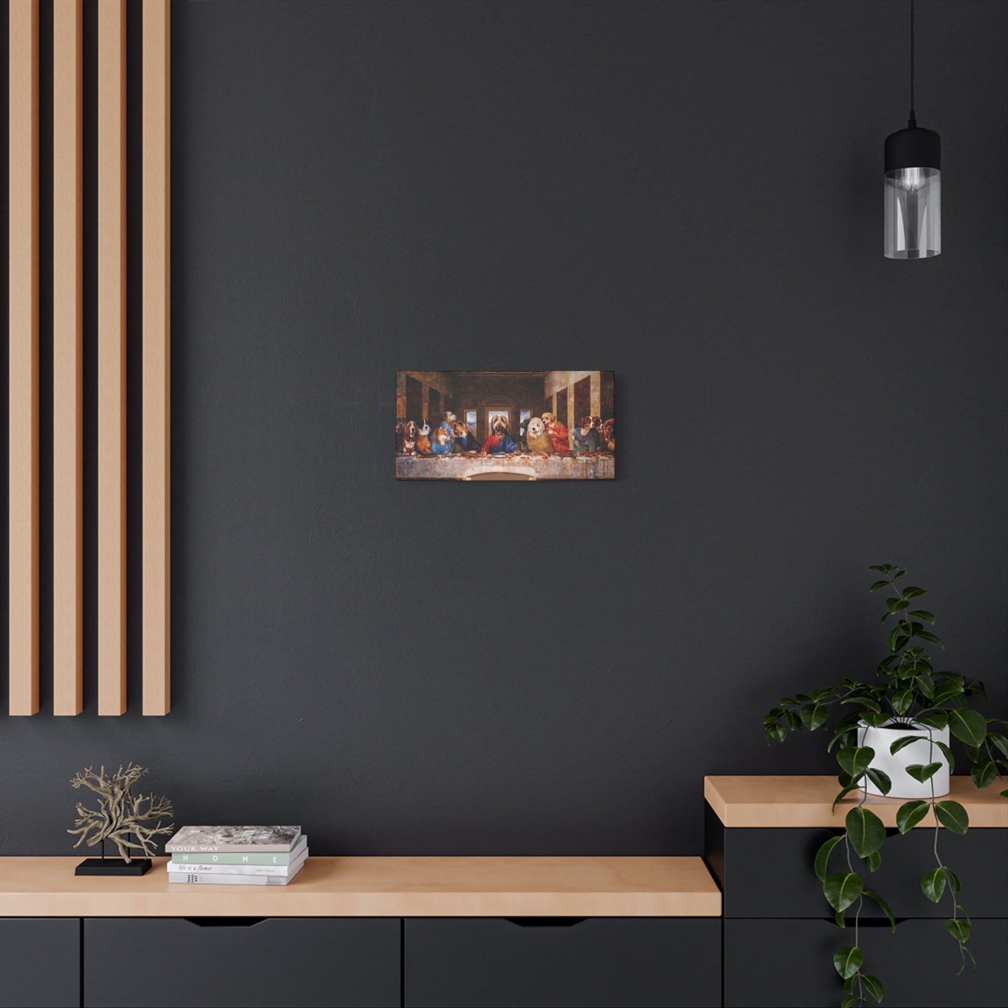 Canvas Wall Art - 'The Last Supper' Dogs Matte Stretched Canvas