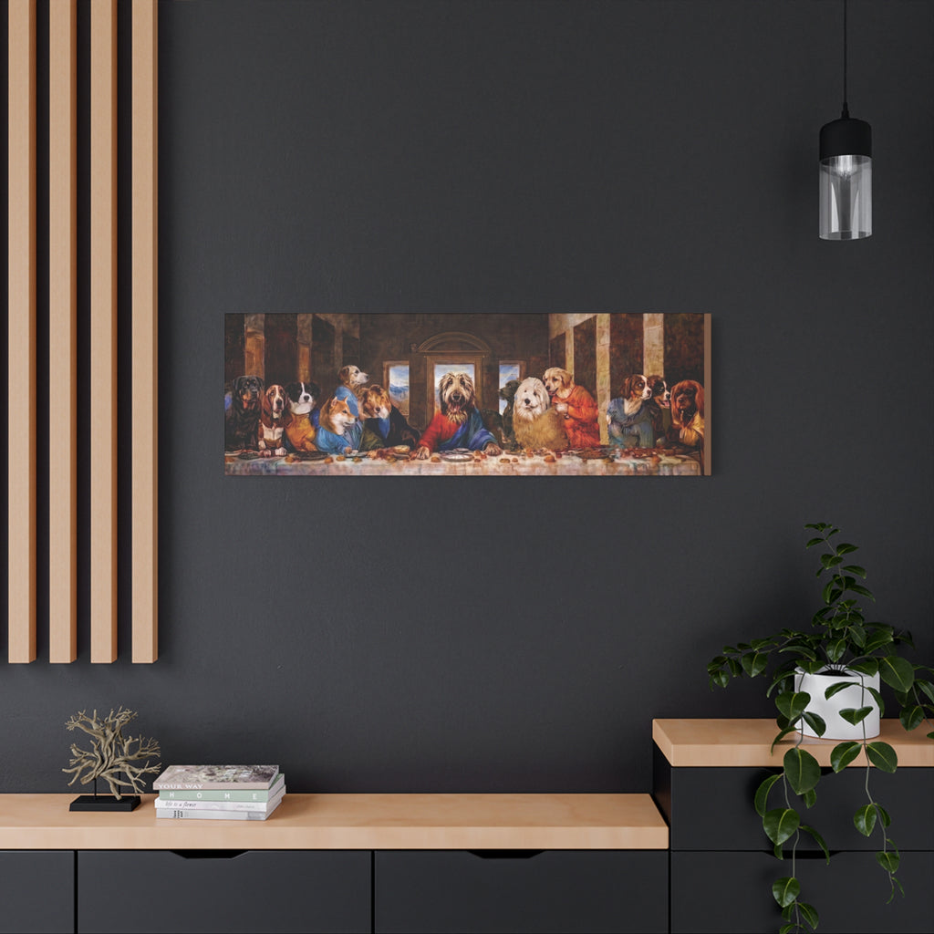 Canvas Wall Art - 'The Last Supper' Dogs Matte Stretched Canvas