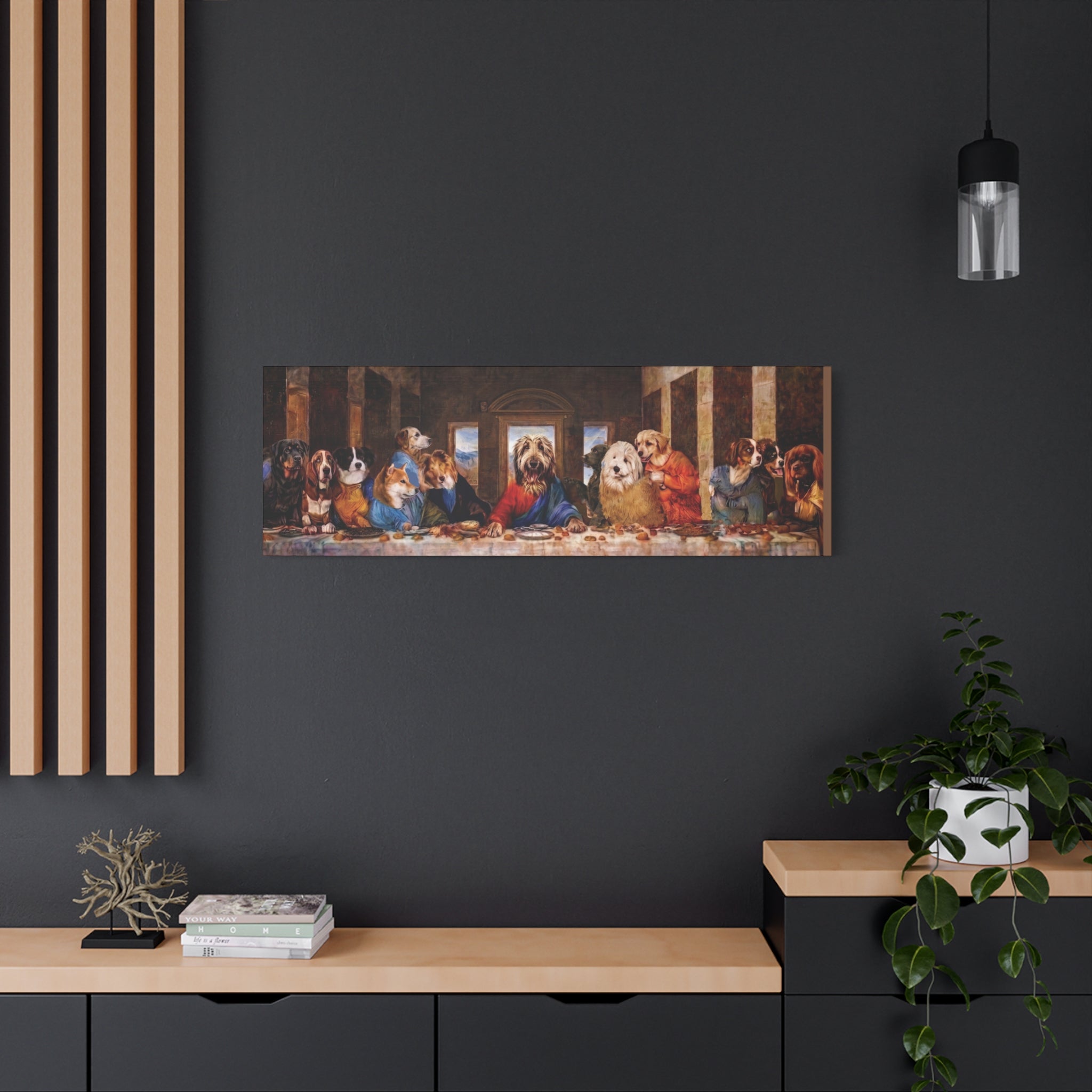 Canvas Wall Art - 'The Last Supper' Dogs Matte Stretched Canvas