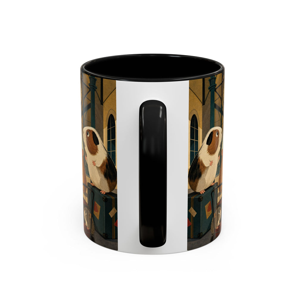 Vintage Train & Guinea Pigs Coffee Mug — Whimsical Station Illustration (11/15oz)