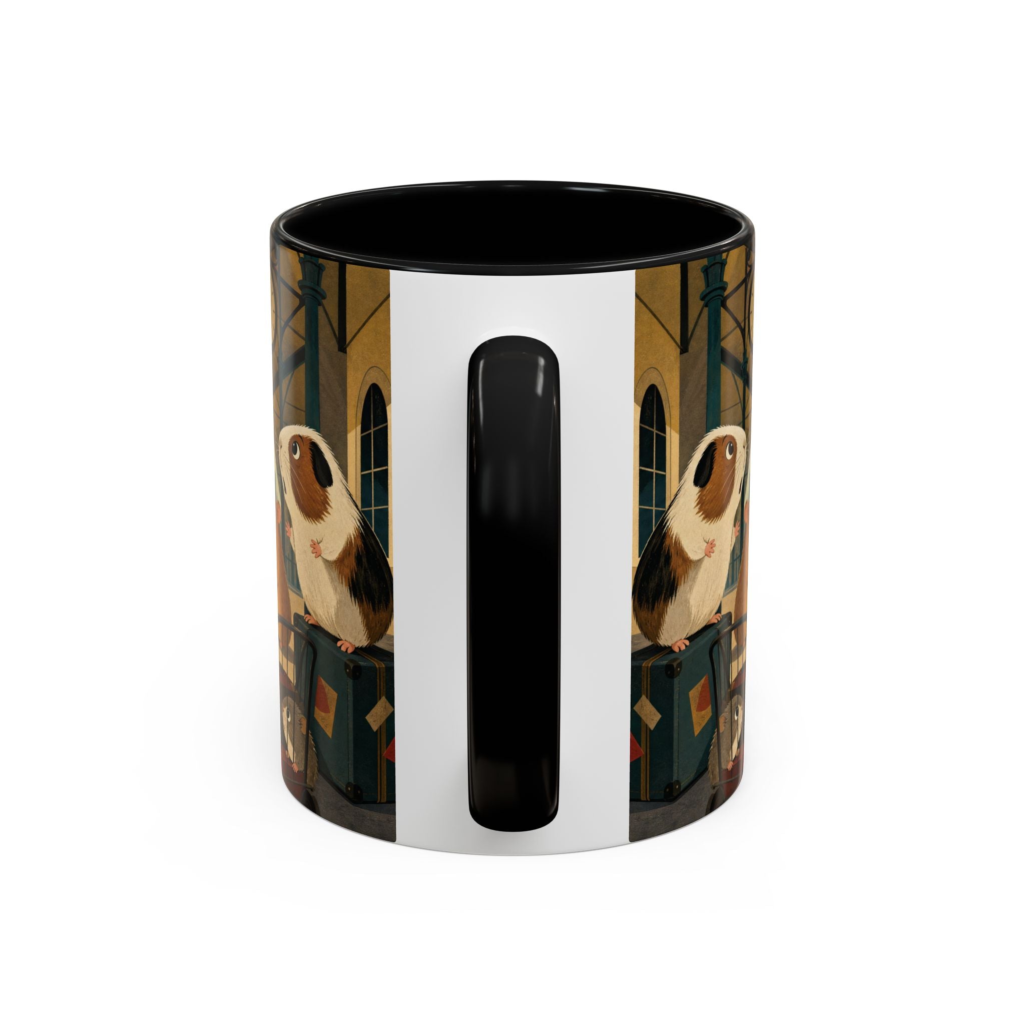 Vintage Train & Guinea Pigs Coffee Mug — Whimsical Station Illustration (11/15oz)