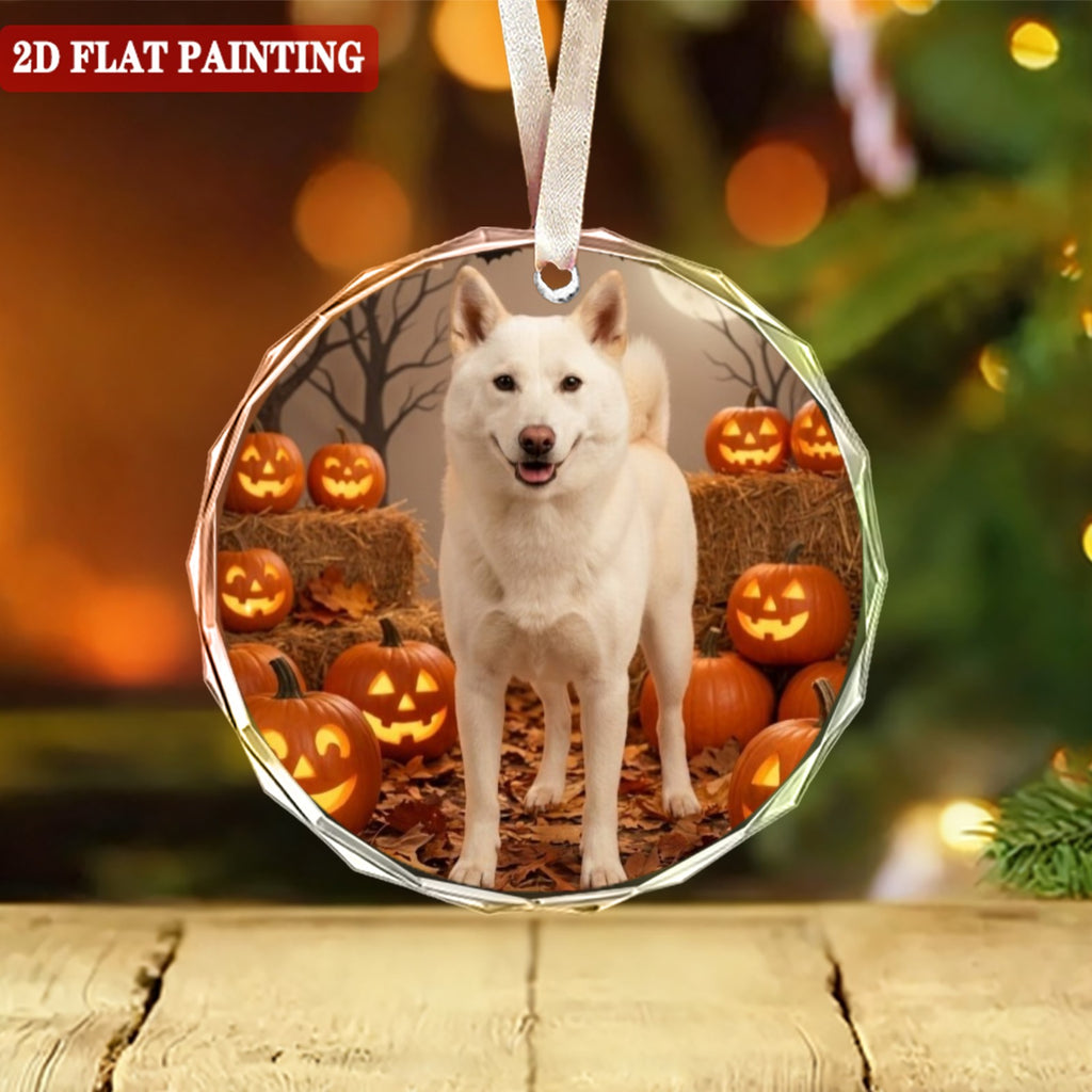 Halloween Custom 7cm Round Crystal Glass Ornament (Red Gift Box)