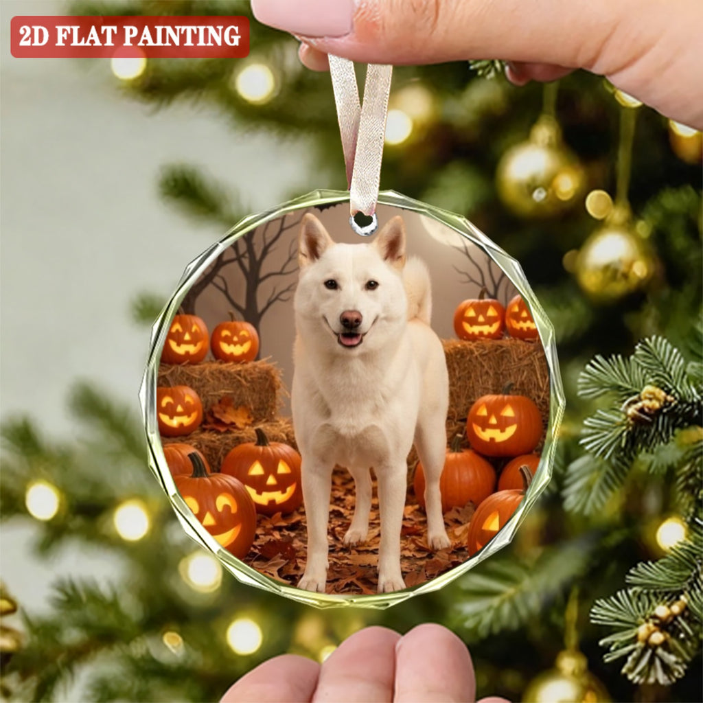 Halloween Custom 7cm Round Crystal Glass Ornament (Red Gift Box)