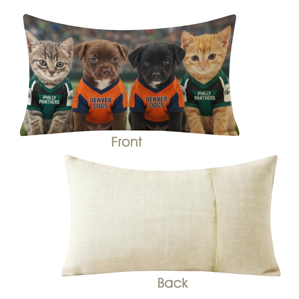 Sports Puppies Kittens Linen Pillow Case 20" x 12"
